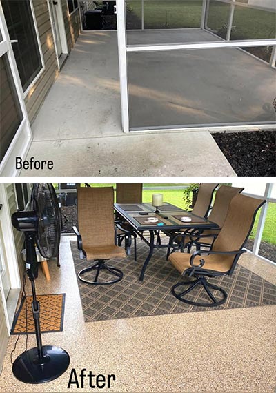 Outdoor floor coatings before and after
